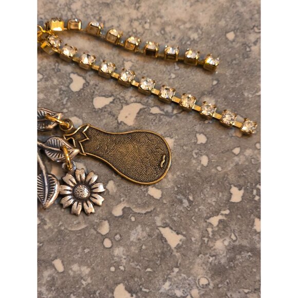 Vintage Silver & Gold Watering Can Brooch Crystals & Charms - Picture 2 of 6